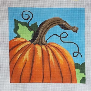 Hand Painted Pumpkin Needlepoint Canvas by MyPinkSugarLife