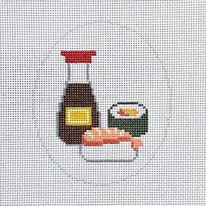 Hand Painted Sushi Needlepoint Canvas by MyPinkSugarLife