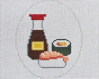 Hand Painted Sushi Needlepoint Canvas by MyPinkSugarLife