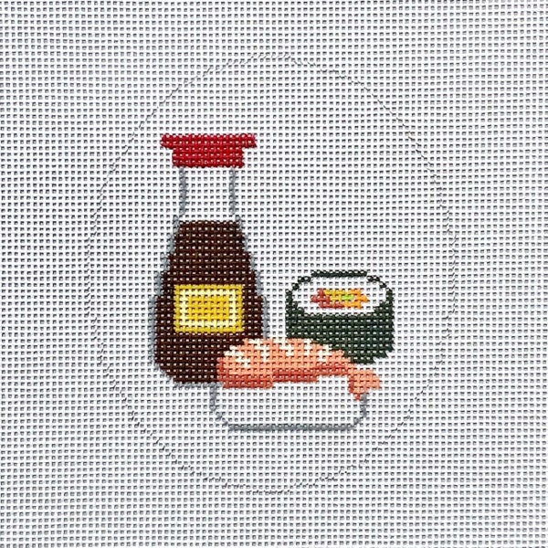 Hand Painted Sushi Needlepoint Canvas by MyPinkSugarLife