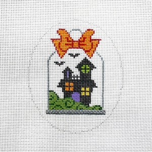 Hand Painted Haunted House Cloche Needlepoint Canvas by MyPinkSugarLife