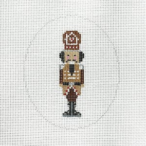 Hand Painted Gingerbread Mini Nutcracker Needlepoint Canvas by MyPinkSugarLife