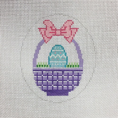 Hand Painted Chocolate Bunny Basket Needlepoint Canvas by Etsy