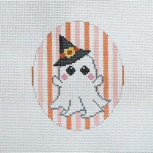 Hand Painted Halloween Witch Ghost Needlepoint Canvas by MyPinkSugarLife