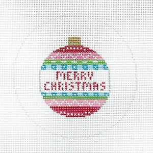 Hand Painted Merry Christmas Ornament Needlepoint Canvas by MyPinkSugarLife
