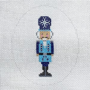 Hand Painted Blue Mini Nutcracker Needlepoint Canvas by MyPinkSugarLife