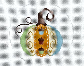 Hand Painted Acorn Pumpkin Needlepoint Canvas by MyPinkSugarLife
