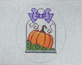 Hand Painted Pumpkin Cloche Needlepoint Canvas by MyPinkSugarLife