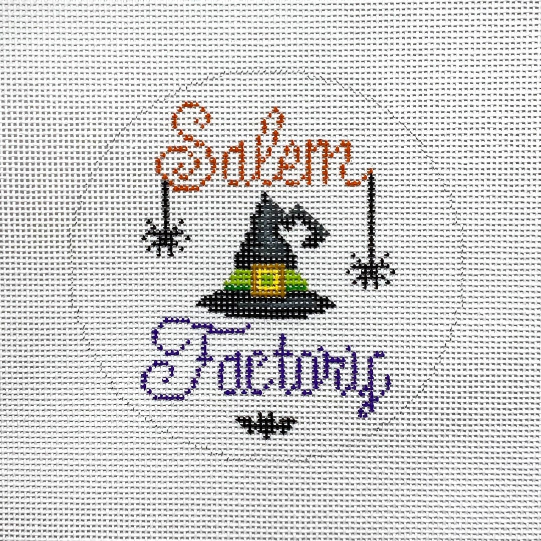 Stitch Painted Salem Hat Factory Needlepoint Canvas by Mypinksugarlife