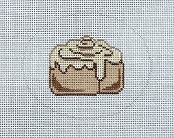 Hand Painted Cinnamon Roll Needlepoint Canvas by MyPinkSugarLife