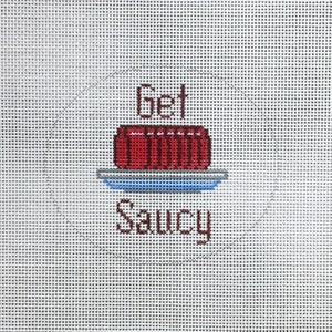 Hand Painted Cranberry Sauce Needlepoint Canvas by MyPinkSugarLife