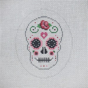 Lienzo bordado con calavera de azúcar de San Valentín pintado a mano por MyPinkSugarLife