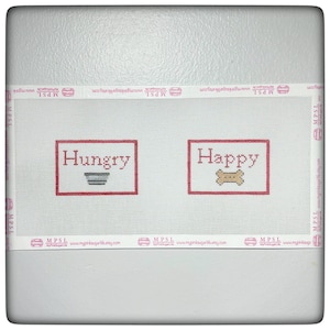 Hand Painted Dog Hungry / Dog Happy Canvas by MyPinkSugarLife
