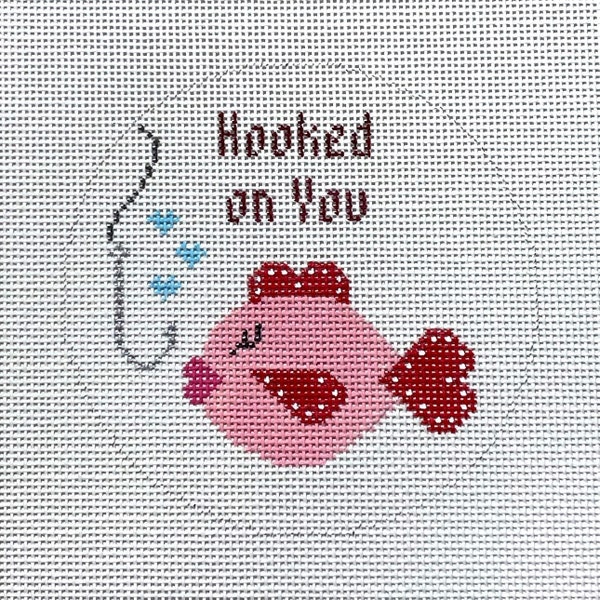 Hand Painted Hooked on You Valentines Canvas by MyPinkSugarLife