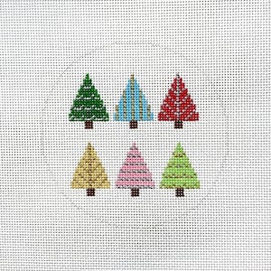 Hand Painted Modern Graphic Christmas Trees Needlepoint  Canvas by MyPinkSugarLife