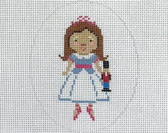 Hand Painted Christmas Nutcracker Clara Needlepoint Canvas by MyPinkSugarLife