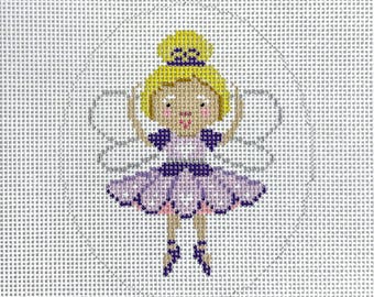 Hand Painted Christmas Nutcracker Sugar Plum Fairy Needlepoint Canvas by MyPinkSugarLife