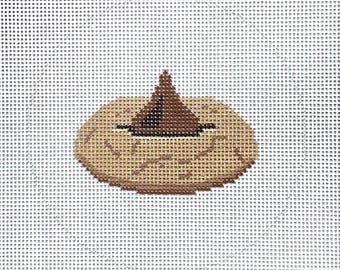 Hand Painted Peanut Butter Blossom Cookie Needlepoint Canvas by MyPinkSugarLife