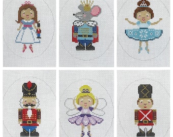 Hand Painted Christmas Nutcracker Complete Set of 6 Needlepoint Canvas by MyPinkSugarLife
