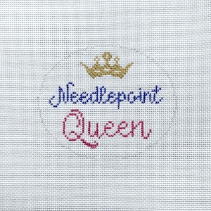 Hand Painted Needlepoint Queen Canvas by MyPinkSugarLife