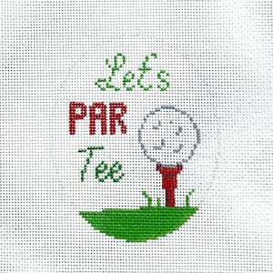 Hand Painted Golf Par Tee Needlepoint Canvas by MyPinkSugarLife