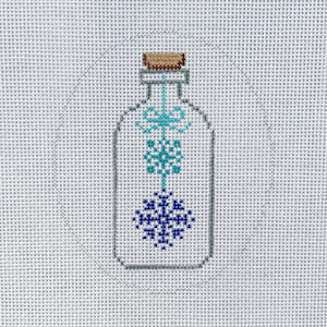 Hand Painted Snowflakes In A Bottle Needlepoint Canvas by MyPinkSugarLife