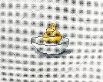 Hand Painted Deviled Egg Needlepoint Canvas by MyPinkSugarLife
