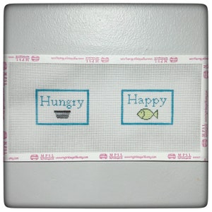 Hand Painted Cat Hungry / Cat Happy Canvas by MyPinkSugarLife
