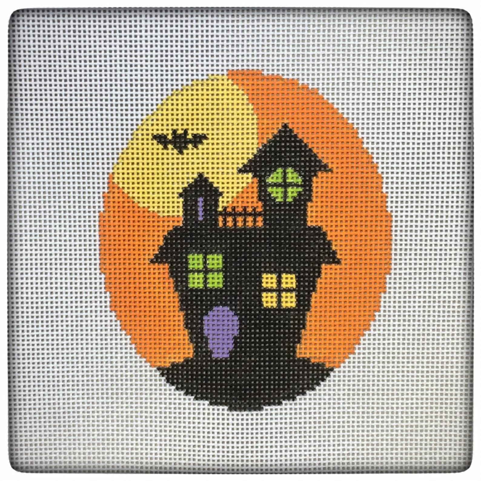 Hand Painted Haunted House Needlepoint Canvas by Etsy