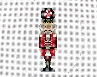 Hand Painted Peppermint Mini Nutcracker Needlepoint Canvas by MyPinkSugarLife
