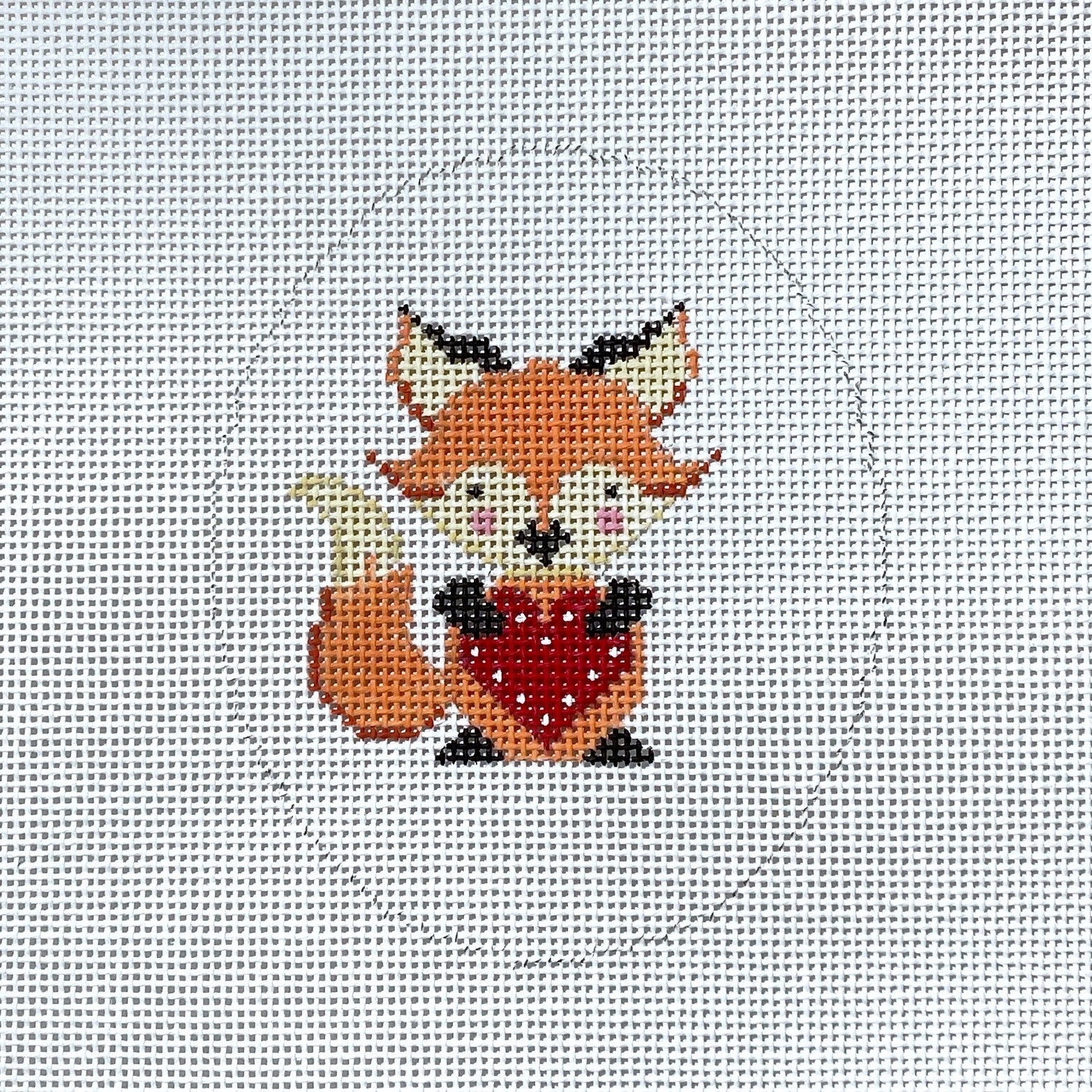 Hand Painted Foxy Valentine Needlepoint Canvas by MyPinkSugarLife