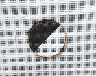 Hand Painted Black and White Cookie Needlepoint Canvas by MyPinkSugarLife