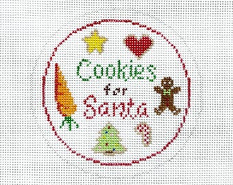 Hand Painted Cookies for Santa Needlepoint Canvas by MyPinkSugarLife
