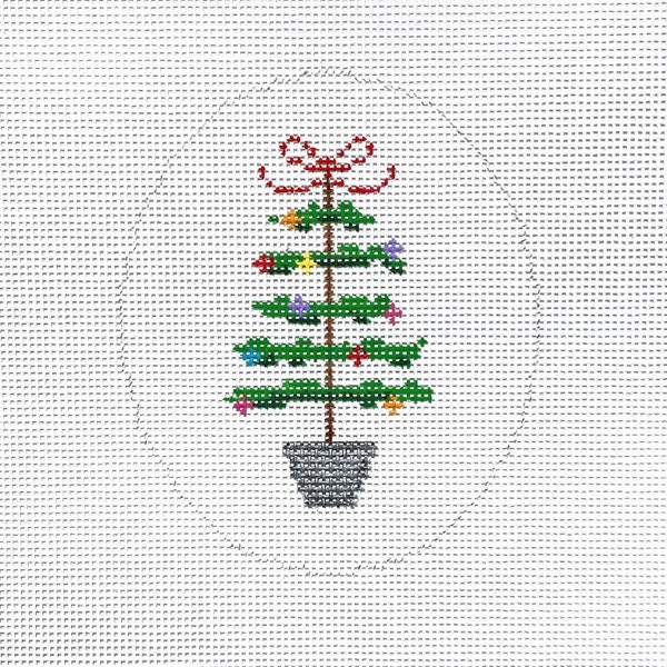 Hand Painted Christmas Tree Needlepoint Canvas by MyPinkSugarLife