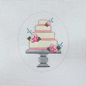 Hand Painted Wedding Cake Needlepoint Canvas by MyPinkSugarLife