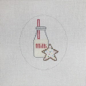 Hand Painted Milk and Cookies Needlepoint Canvas by MyPinkSugarLife