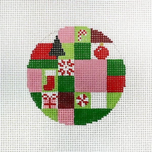 Hand Painted Christmas Patchwork Bag Charm Canvas by MyPinkSugarLife