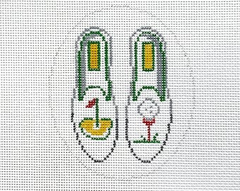 Hand Painted Golf Shoes Needlepoint Canvas by MyPinkSugarLife