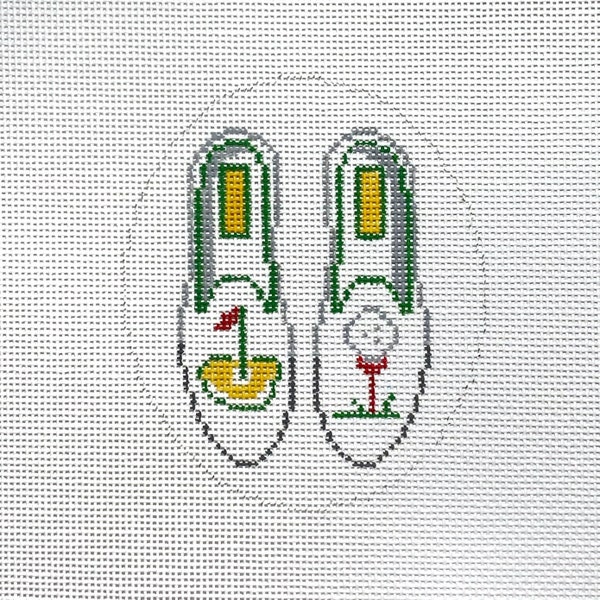 Hand Painted Golf Shoes Needlepoint Canvas by MyPinkSugarLife