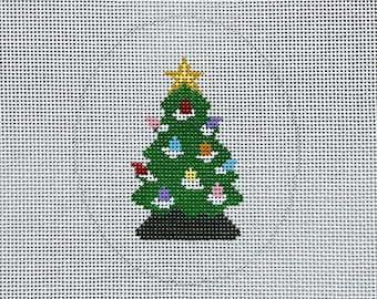 Hand Painted Ceramic Christmas Tree Needlepoint Canvas by MyPinkSugarLife
