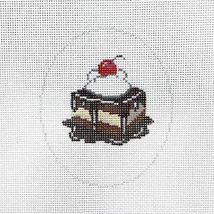 Hand Painted Hot Fudge Ice Cream Cake Needlepoint Canvas by MyPinkSugarLife