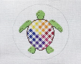 Hand Painted Gingham Turtle Canvas by MyPinkSugarLife