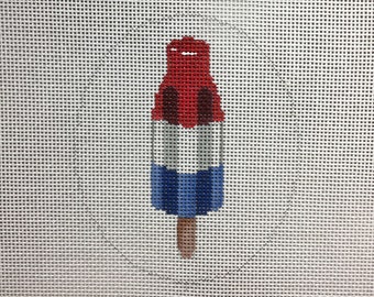 Hand Painted Red, White & Blue Popsicle Treat Needlepoint Canvas by MyPinkSugarLife