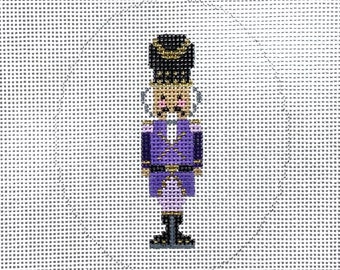 Hand Painted Purple Mini Nutcracker Needlepoint Canvas by MyPinkSugarLife