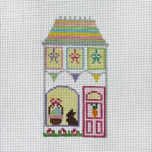 Hand Painted Easter Spring House Needlepoint Canvas by MyPinkSugarLife