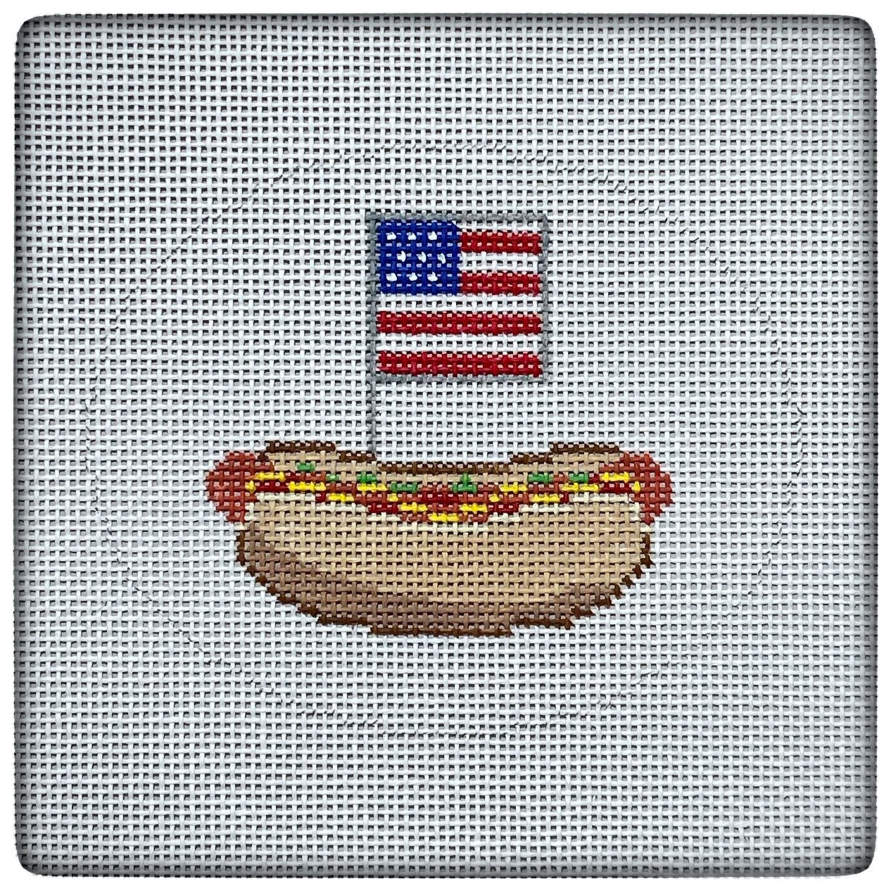 Hand Painted Hot Dog Needlepoint Canvas by Mypinksugarlife - Etsy