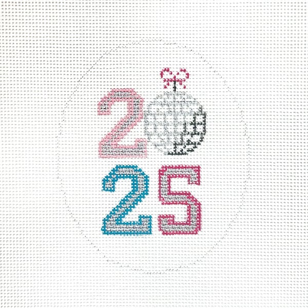Hand Painted New Year 2025 Needlepoint Canvas by MyPinkSugarLife