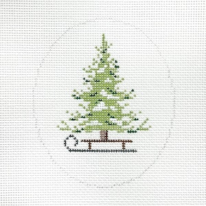 Hand Painted Christmas Tree on Sled Needlepoint Canvas by MyPinkSugarLife