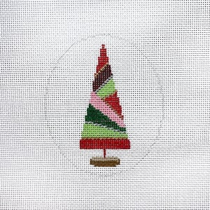 Hand Painted Modern Christmas Tree Needlepoint Canvas by MyPinkSugarLife