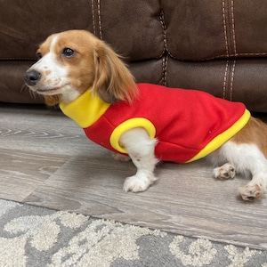 The “Original” Oscar Meyer Wiener (Ketchup & Mustard) Mini Dachshund Fleece Sweater (measurements in item description)